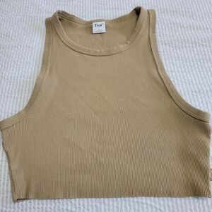 Aritzia TNA Tan Sleeveless Fitted Crop Tank Top